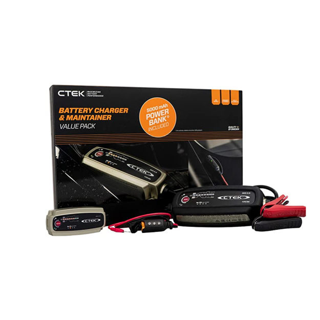 CTEK MXS 5.0 con Bumper antiurto e Power Bank, caricabatterie per auto e  moto